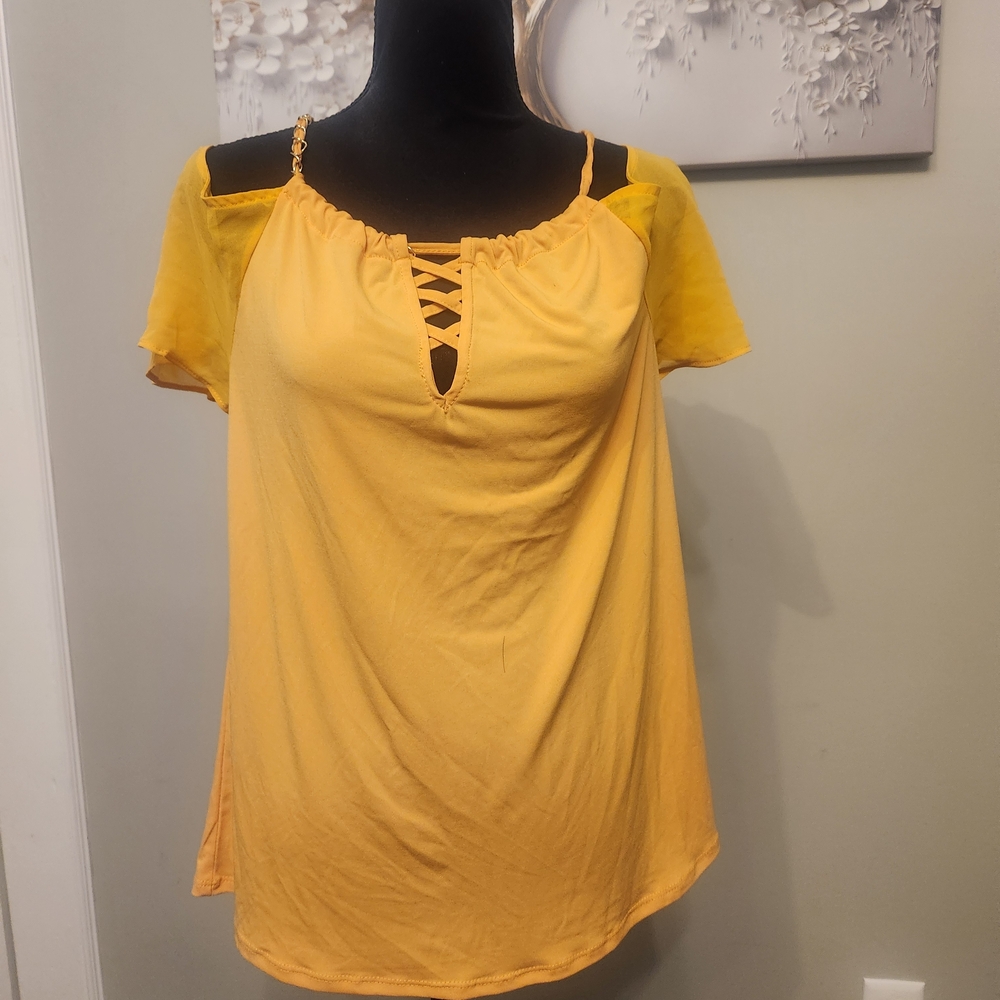 August Silk Yellow Cold Shoulder Camisole